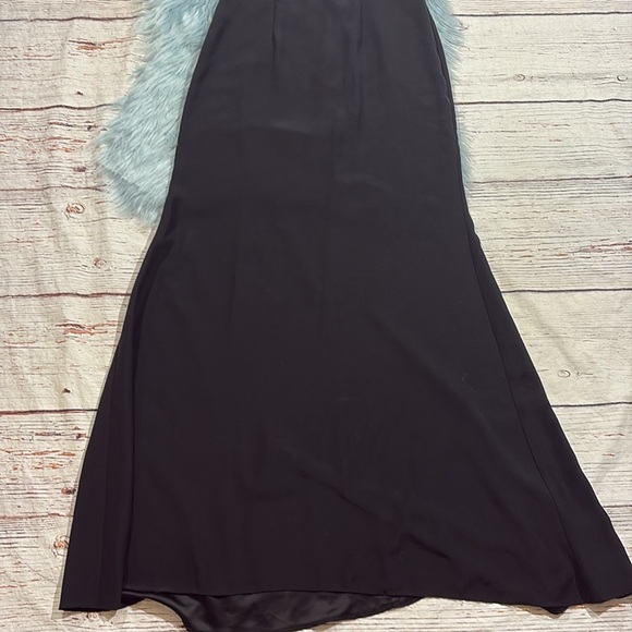 Mac Duggal Embellished Cutout Gown rhinestone puff sleeve bow black maxi - Picture 9 of 10